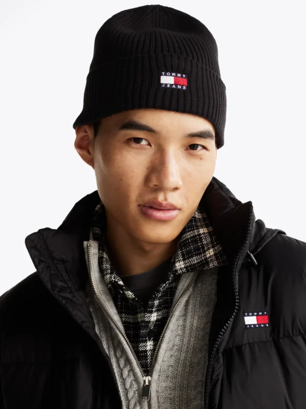 Tommy Hilfiger Heritage Rippstrick-Beanie BLACK Outlet