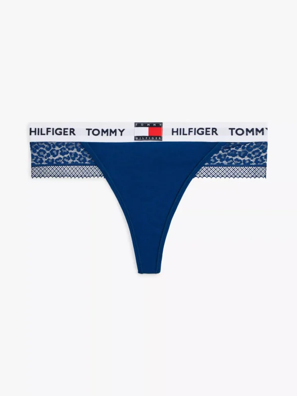 Tommy Hilfiger Heritage String mit Leopardenspitze und Logo DEEP INDIGO Sale