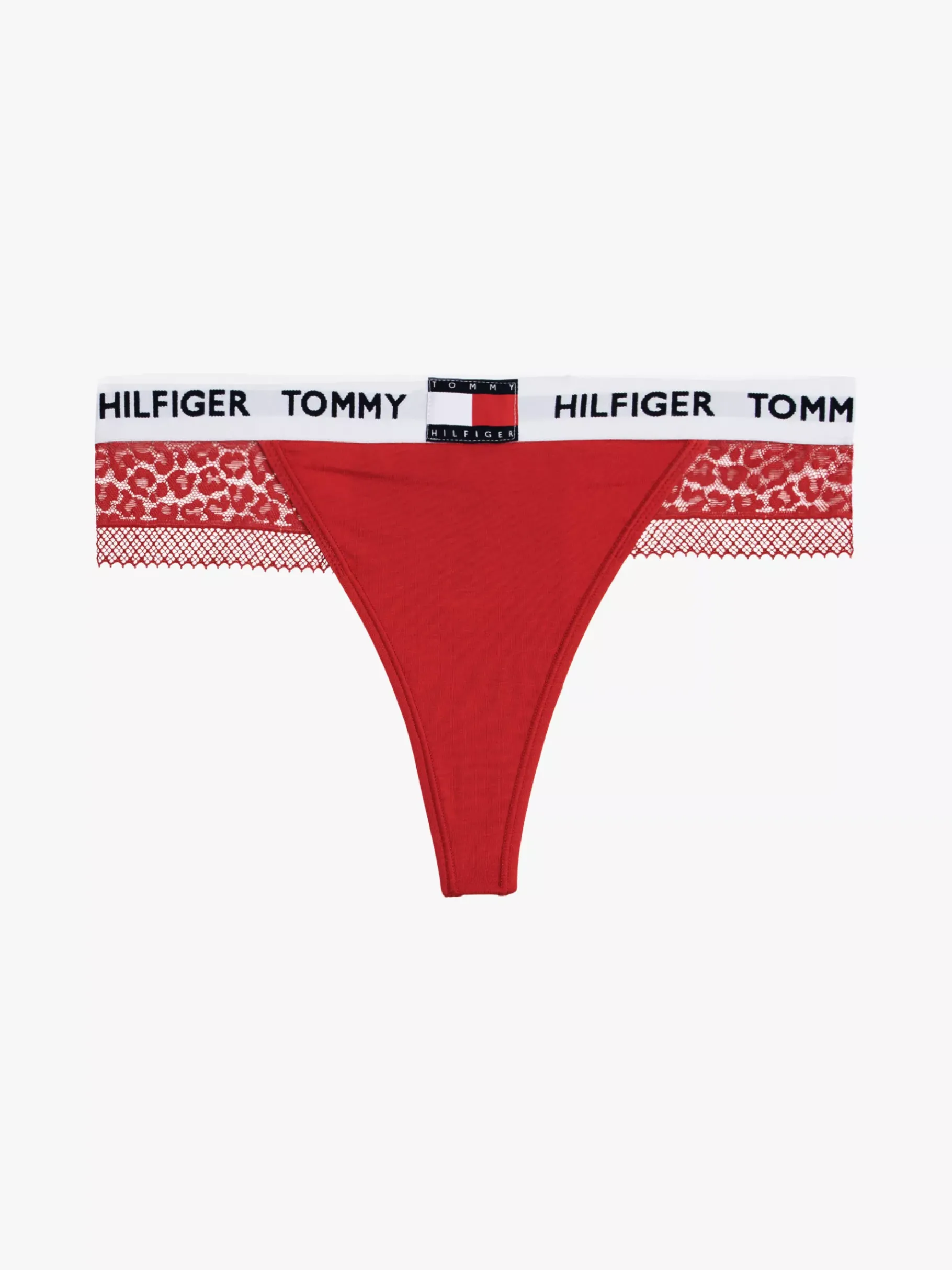 Tommy Hilfiger Heritage String mit Leopardenspitze und Logo PRIMARY RED Online