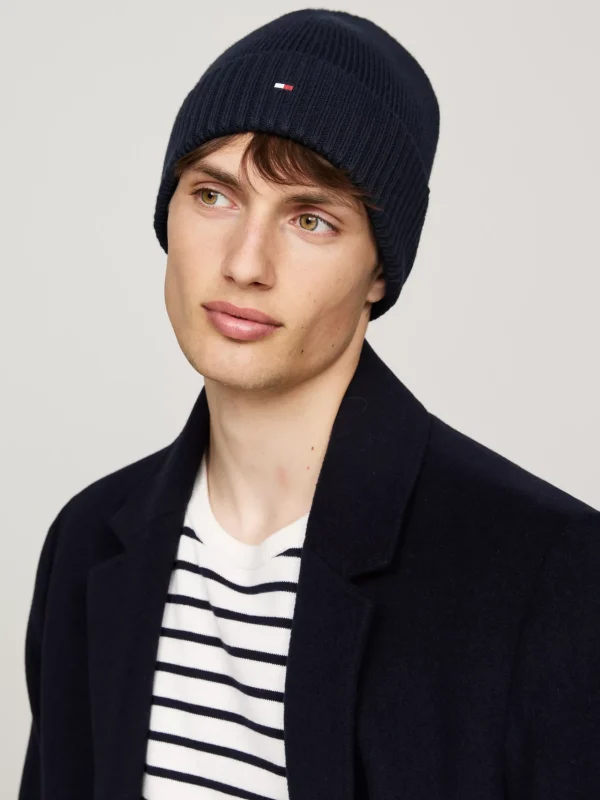 Tommy Hilfiger Hilfiger Flag Beanie mit Kaschmir SPACE BLUE New
