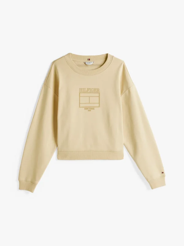 Tommy Hilfiger Hilfiger Flag Rundhalspullover COUNTRY IVORY Best Sale