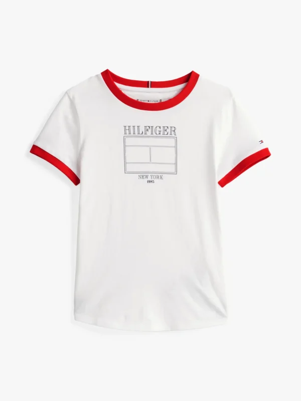 Tommy Hilfiger Hilfiger Flag Slim Fit T-Shirt WHITE Fashion