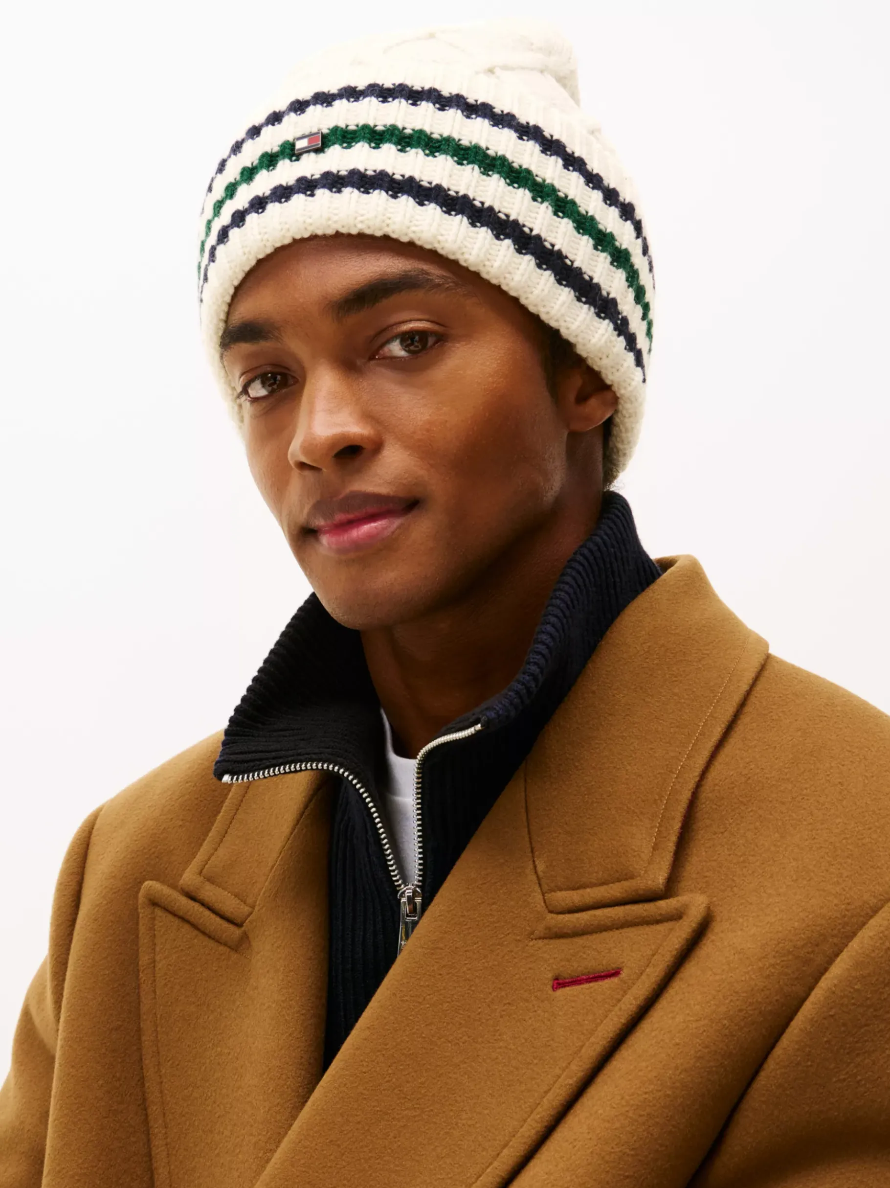 Tommy Hilfiger Hilfiger Flag Strick-Beanie aus Wollmix IVORY Cheap