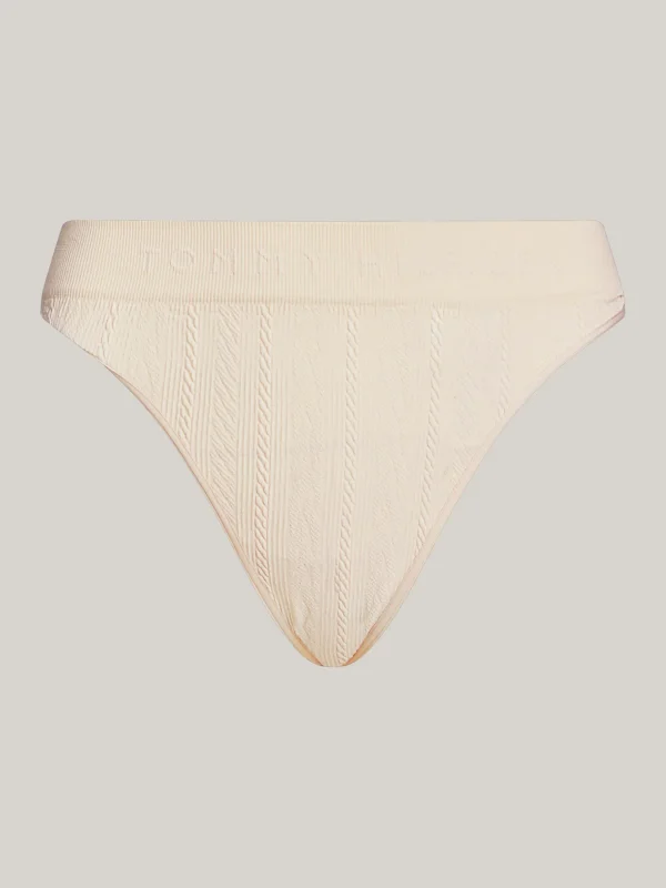 Tommy Hilfiger Hilfiger Logo nahtloser String mit Logo-Bund CASHMERE CREME Fashion