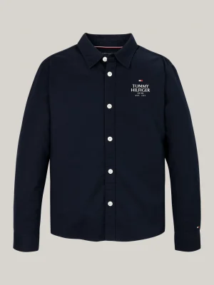Tommy Hilfiger Hilfiger Logo Regular Fit Oxford-Hemd DESERT SKY Discount