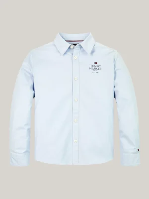 Tommy Hilfiger Hilfiger Logo Regular Fit Oxford-Hemd BREEZY BLUE New