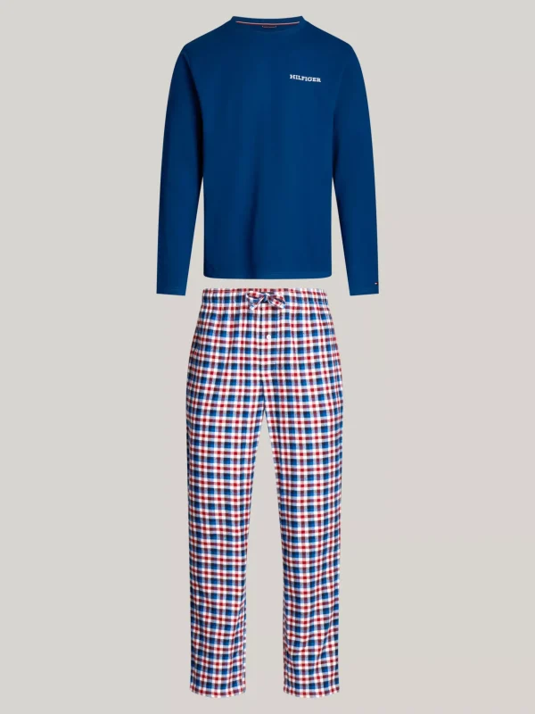 Tommy Hilfiger Hilfiger Monotype Flanell-Pyjama mit Print DEEP INDIGO / HERITAGE CHECK SMALL Sale