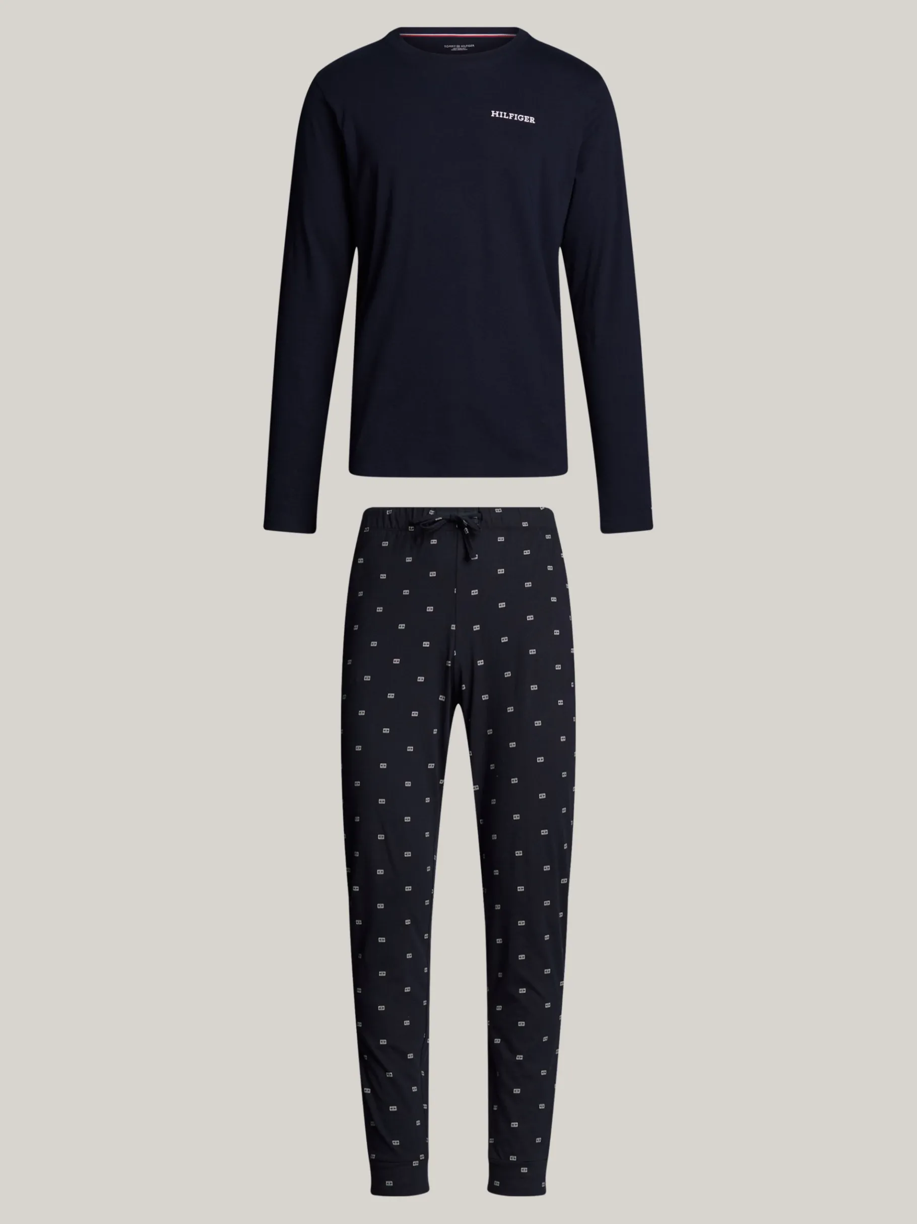 Tommy Hilfiger Hilfiger Monotype Jersey-Pyjamaset mit Print DESERT SKY / OUTLINE FLAG Cheap