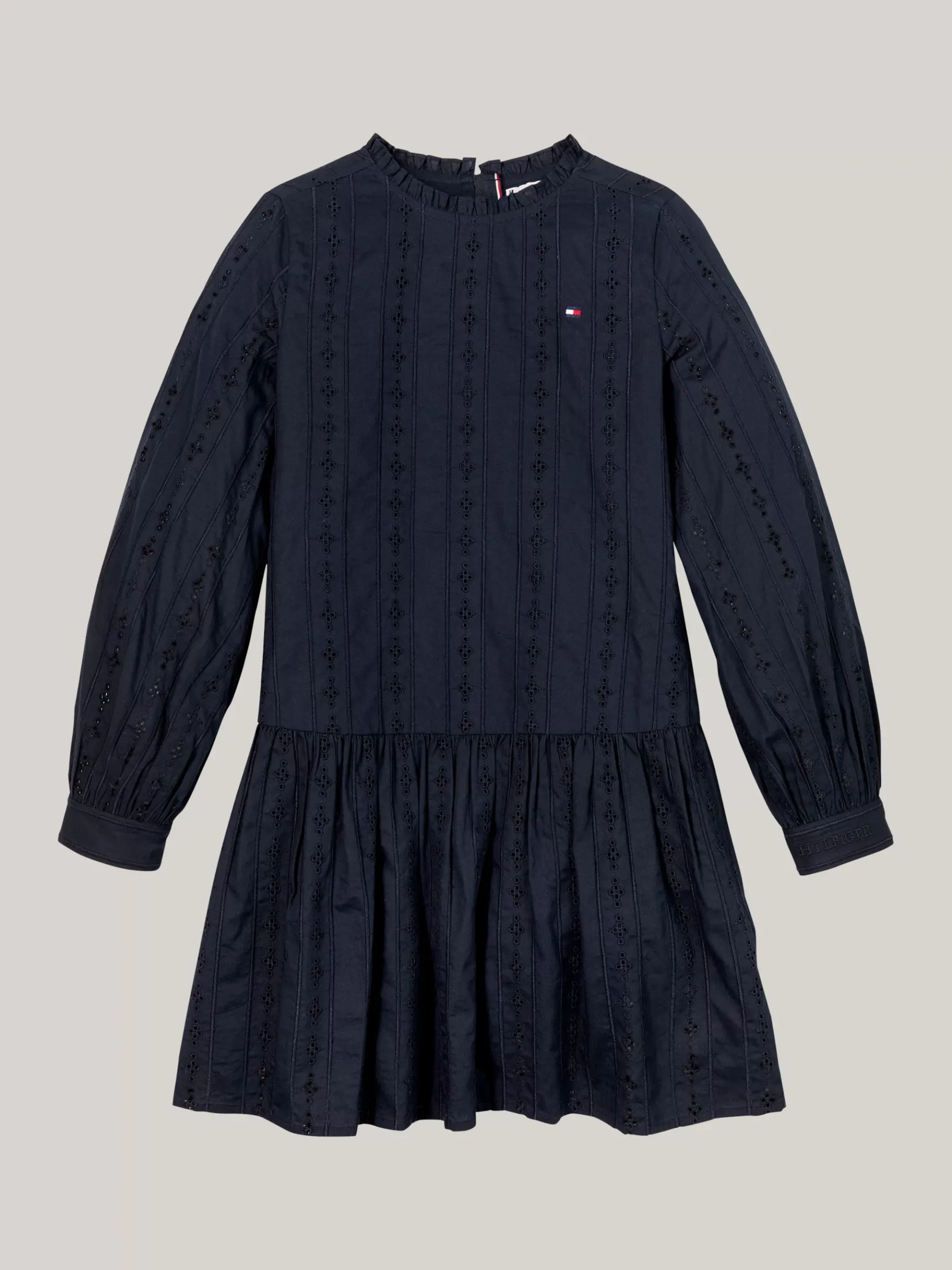 Tommy Hilfiger Hilfiger Monotype Kleid mit Lochstickerei DESERT SKY Sale