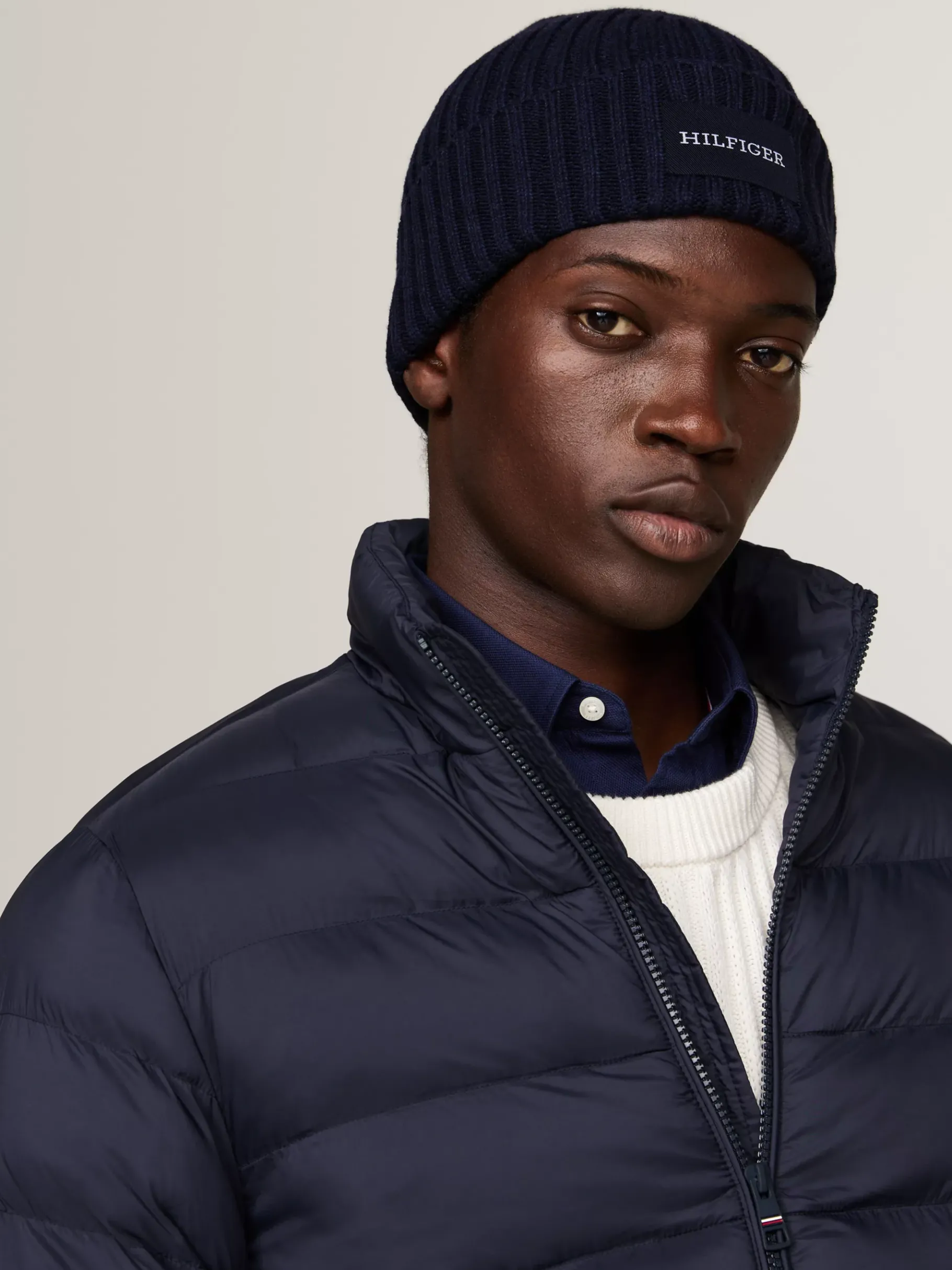 Tommy Hilfiger Hilfiger Monotype Rippstrick-Beanie mit Wolle SPACE BLUE Flash Sale