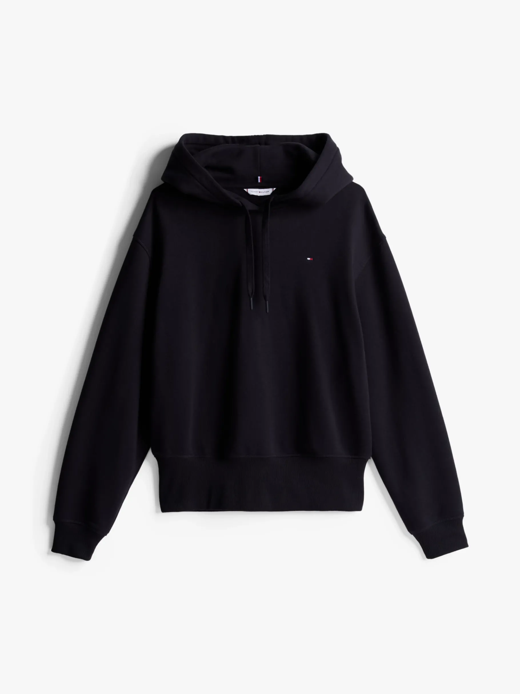 Tommy Hilfiger Hoodie aus Terry mit breitem Saum BLACK Best Sale