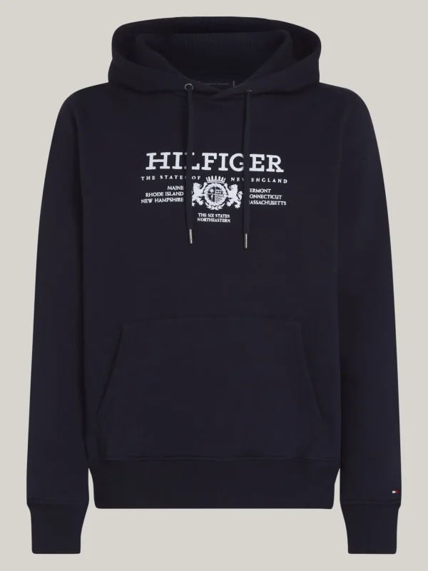 Tommy Hilfiger Hoodie mit aufgesticktem Wappen DESERT SKY Clearance