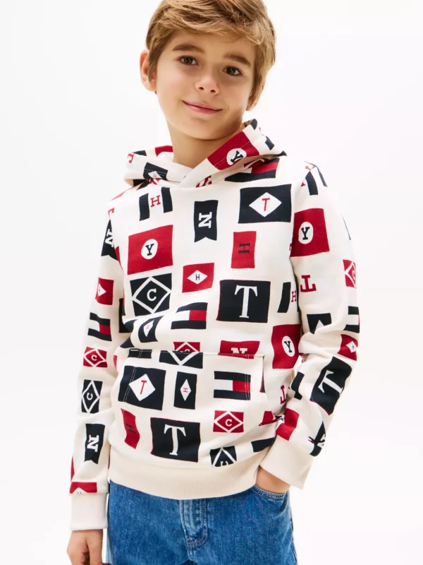 Tommy Hilfiger Hoodie mit Flag-Print ANCIENT WHITE Cheap