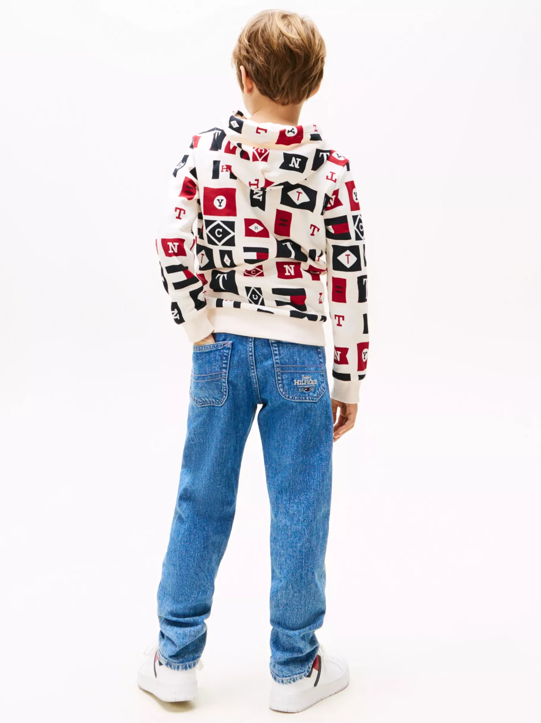 Tommy Hilfiger Hoodie mit Flag-Print ANCIENT WHITE Cheap