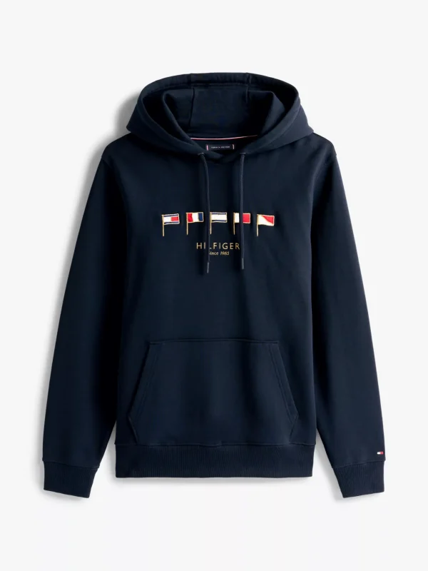 Tommy Hilfiger Hoodie mit Flag-Stickereien DESERT SKY 654 920 Clearance