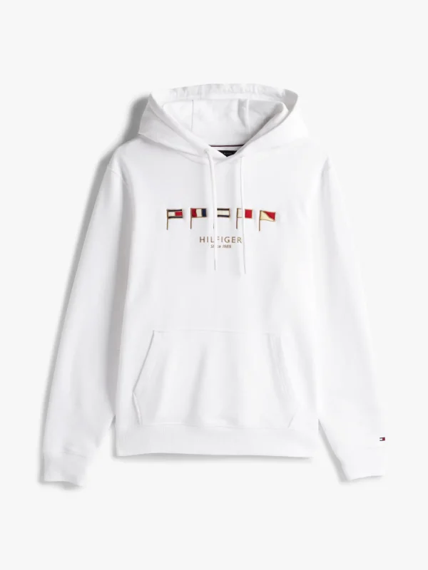 Tommy Hilfiger Hoodie mit Flag-Stickereien WHITE 658 170 Discount