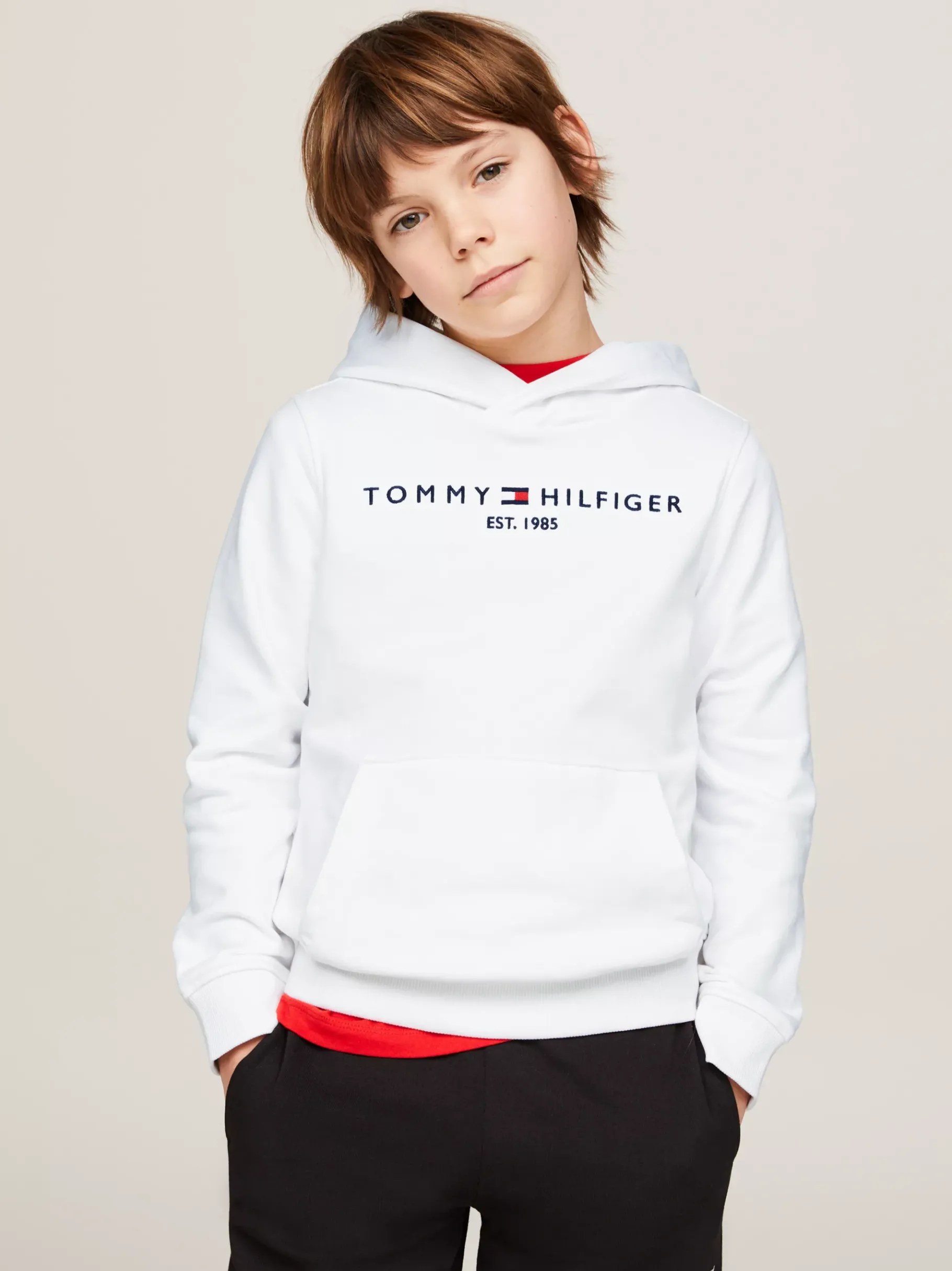 Tommy Hilfiger Hoodie mit Logo WHITE Hot
