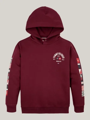 Tommy Hilfiger Hoodie mit Logo am Ärmel und Druckknopf DEEP ROUGE Store