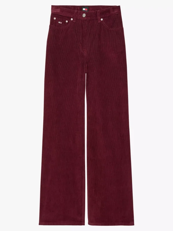 Tommy Hilfiger Hose aus feinem Cord mit weitem Bein DEEP ROUGE Fashion