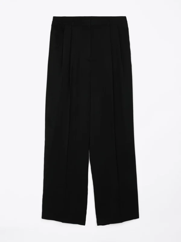 Tommy Hilfiger Hose mit weitem Bein und Metall-Flag BLACK New