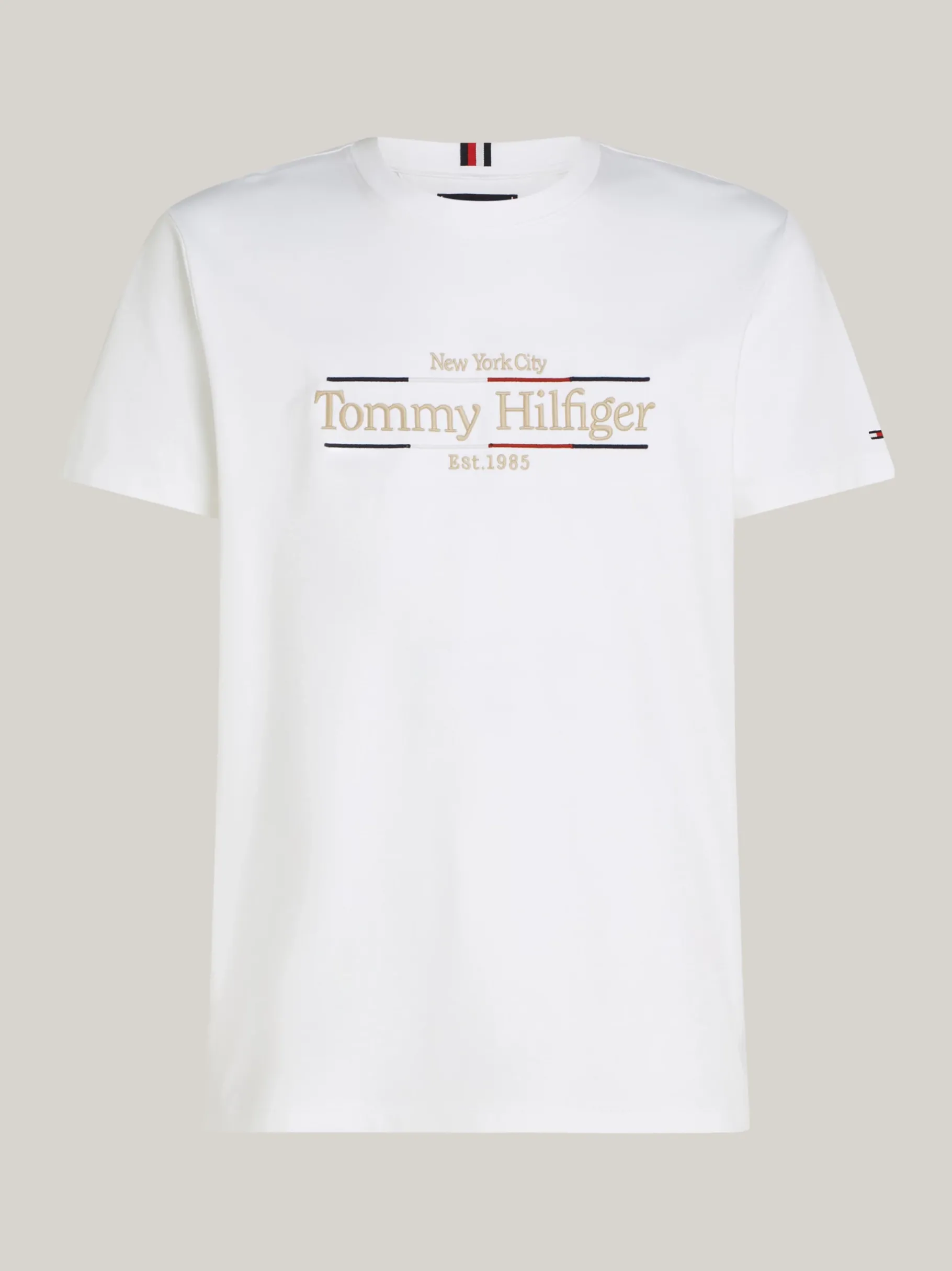 Tommy Hilfiger Interlock-T-Shirt mit Logo-Stickerei WHITE Best Sale