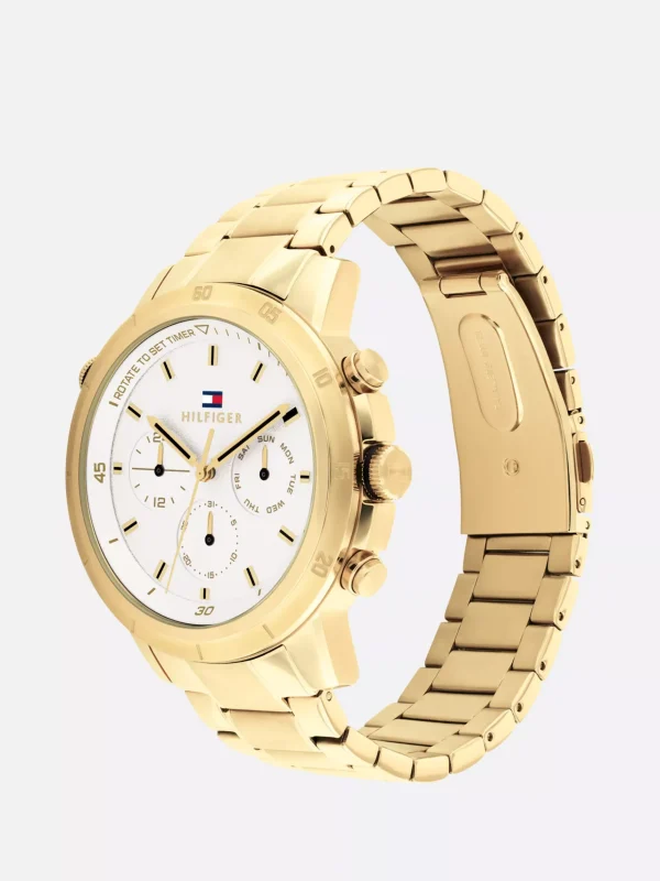 Tommy Hilfiger Ionenplattierte verete Armbanduhr GOLD Clearance
