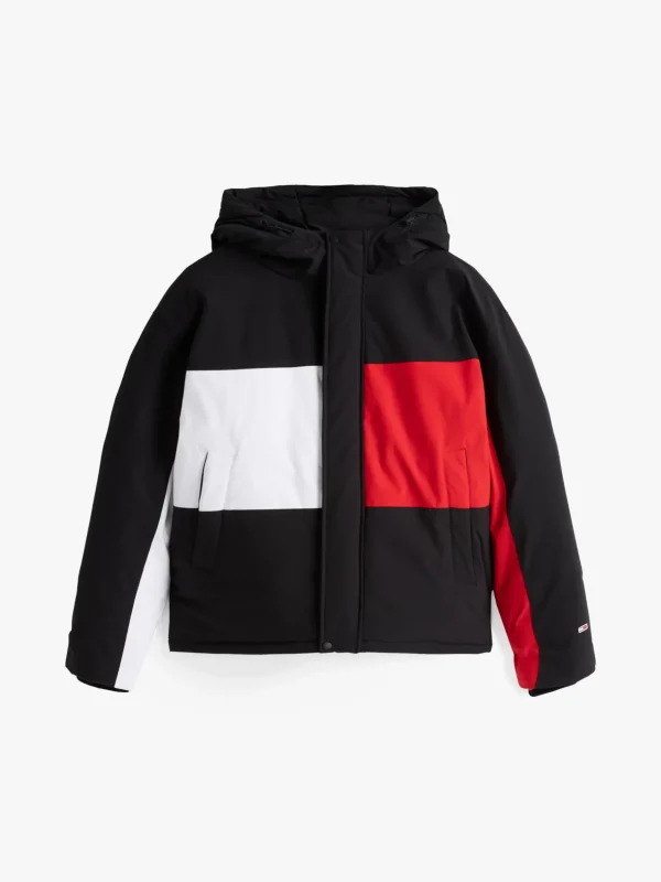 Tommy Hilfiger Jacke mit Kapuze und Color Block-Design BLACK Flash Sale