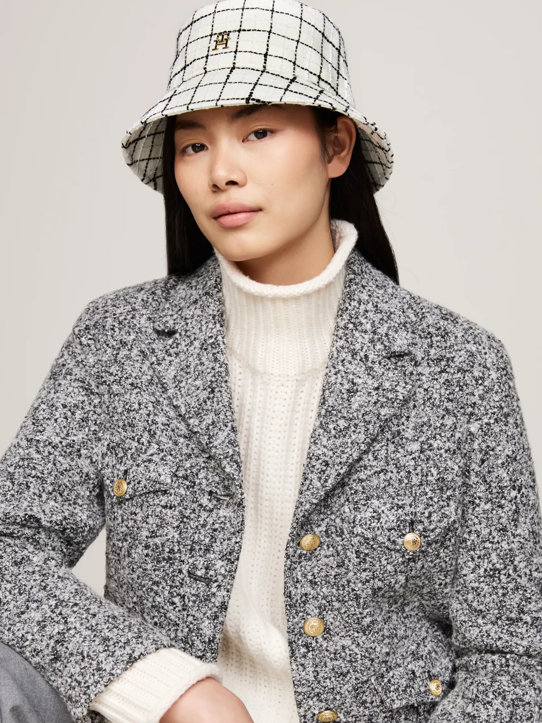 Tommy Hilfiger Jacquard-Fischerhut mit Wolle ANCIENT WHITE Clearance