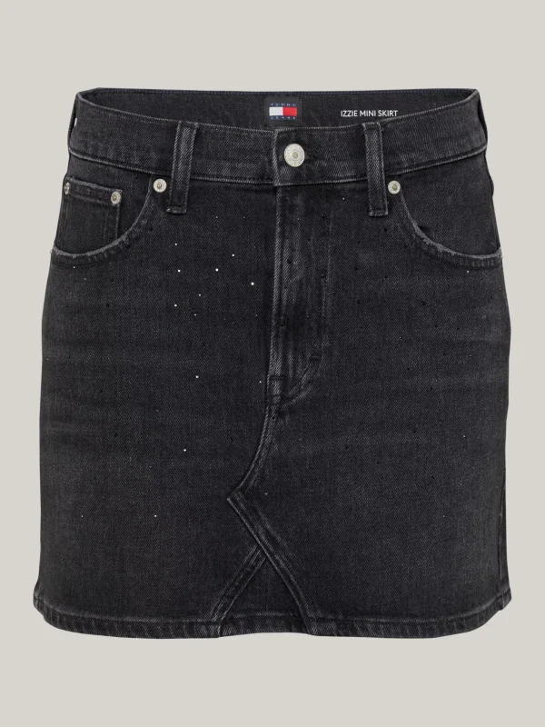 Tommy Hilfiger Jeansrock mit Strass und mittelhohem Bund DENIM BLACK Hot