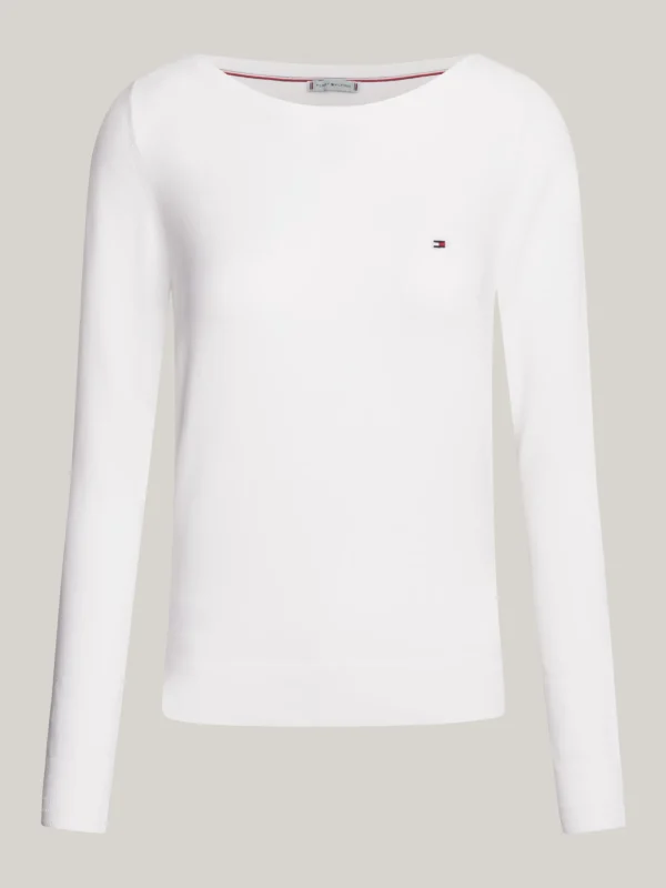 Tommy Hilfiger Jersey-Sweatshirt mit U-Boot-Ausschnitt ECRU Online