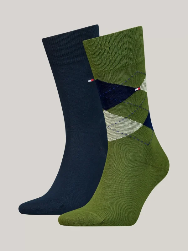 Tommy Hilfiger Karierte Socken ARMY GREEN Cheap