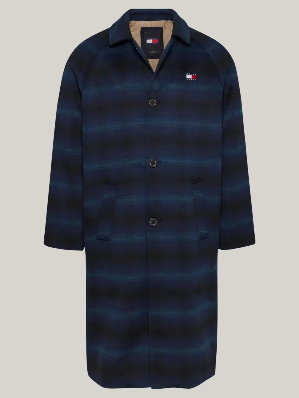 Tommy Hilfiger Karierter Longline-Mantel mit Wolle BLACK CHECK Sale