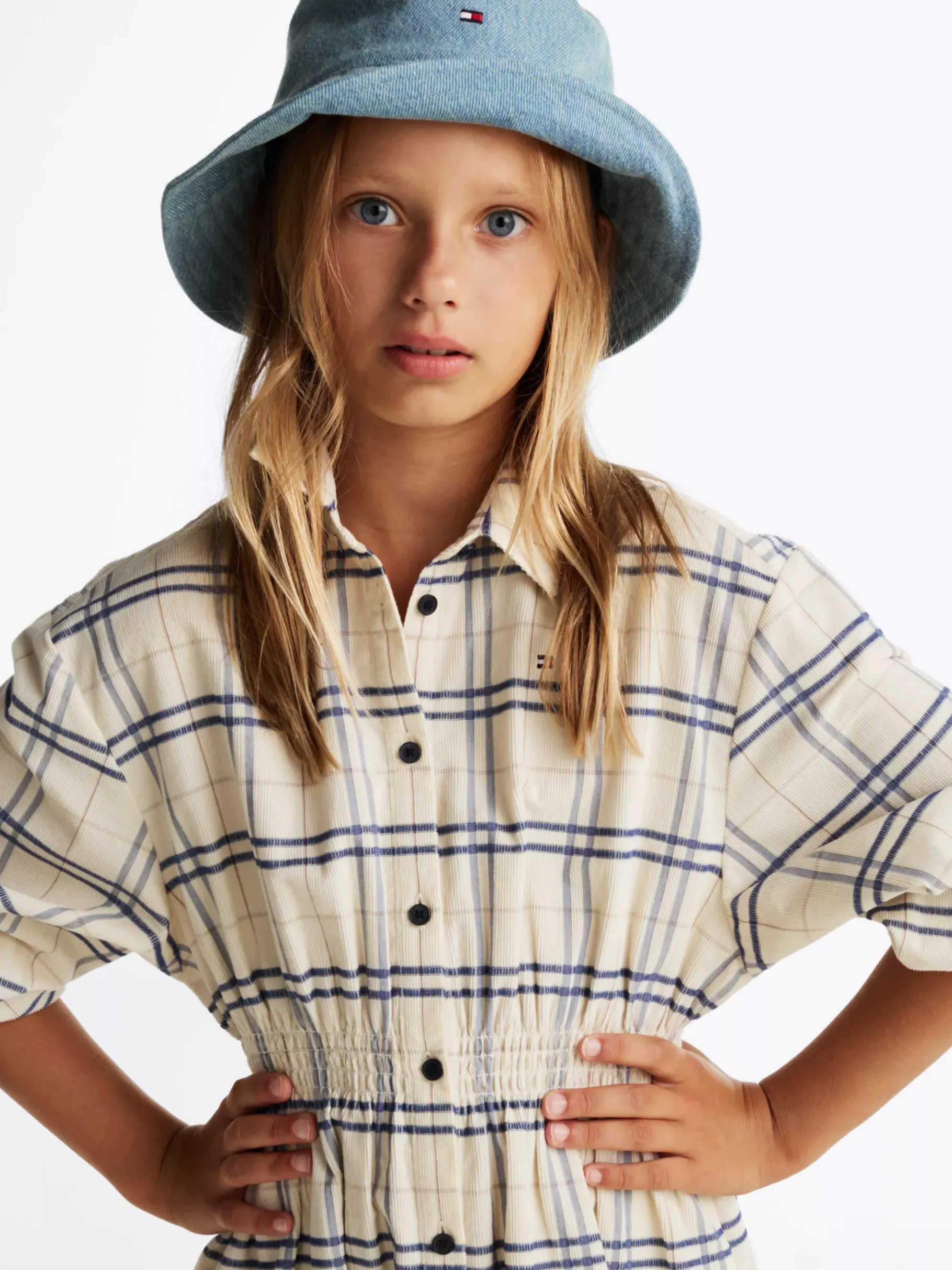 Tommy Hilfiger Kariertes Cord-Hemdkleid CLASSIC BEIGE CHECK Cheap