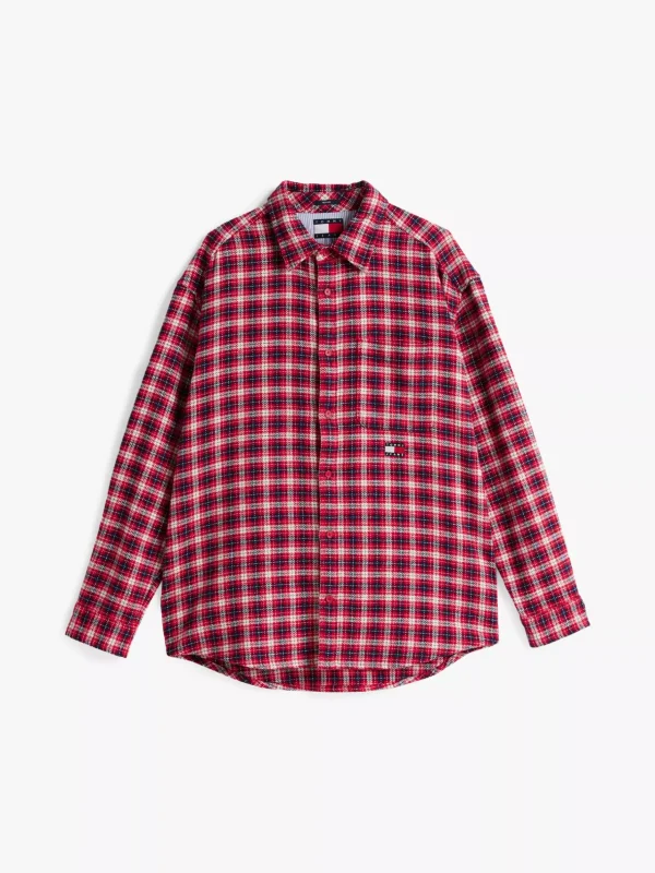 Tommy Hilfiger Kariertes Relaxed Fit Flanellhemd RED HOT CHECK Clearance