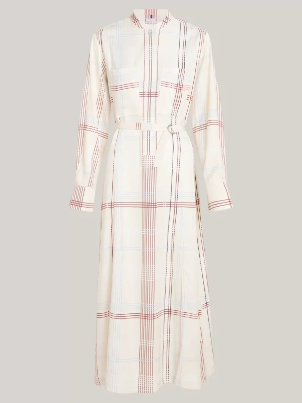 Tommy Hilfiger Kariertes Relaxed Fit Midi-Kleid mit Gürtel GLOBAL STP CHECK/ S/ LEMON ICE Discount