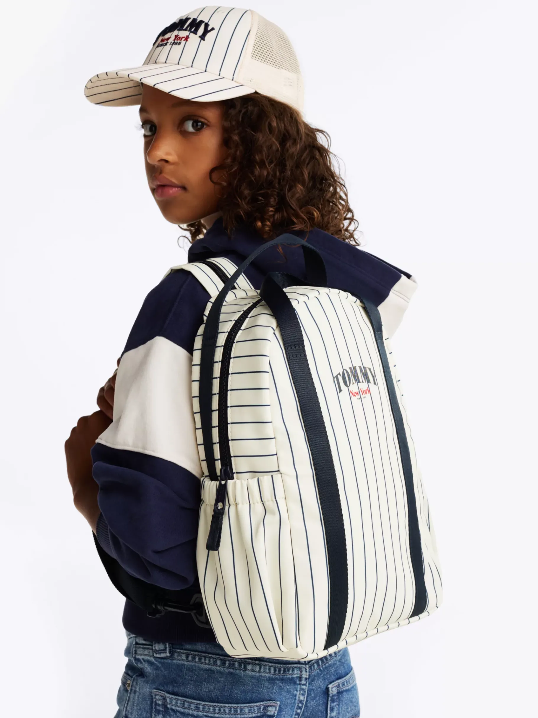 Tommy Hilfiger Kids Varsity Rucksack mit Streifen CALICO / SPACE BLUE STRIPE Sale