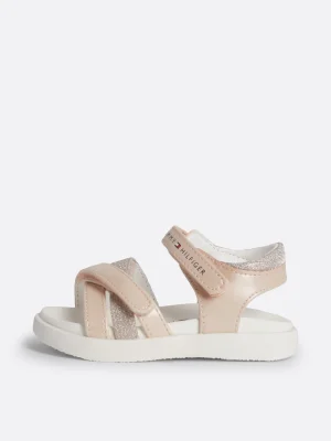 Tommy Hilfiger Klettverschluss-Sandale mit Metallic-Riemen PINK Hot