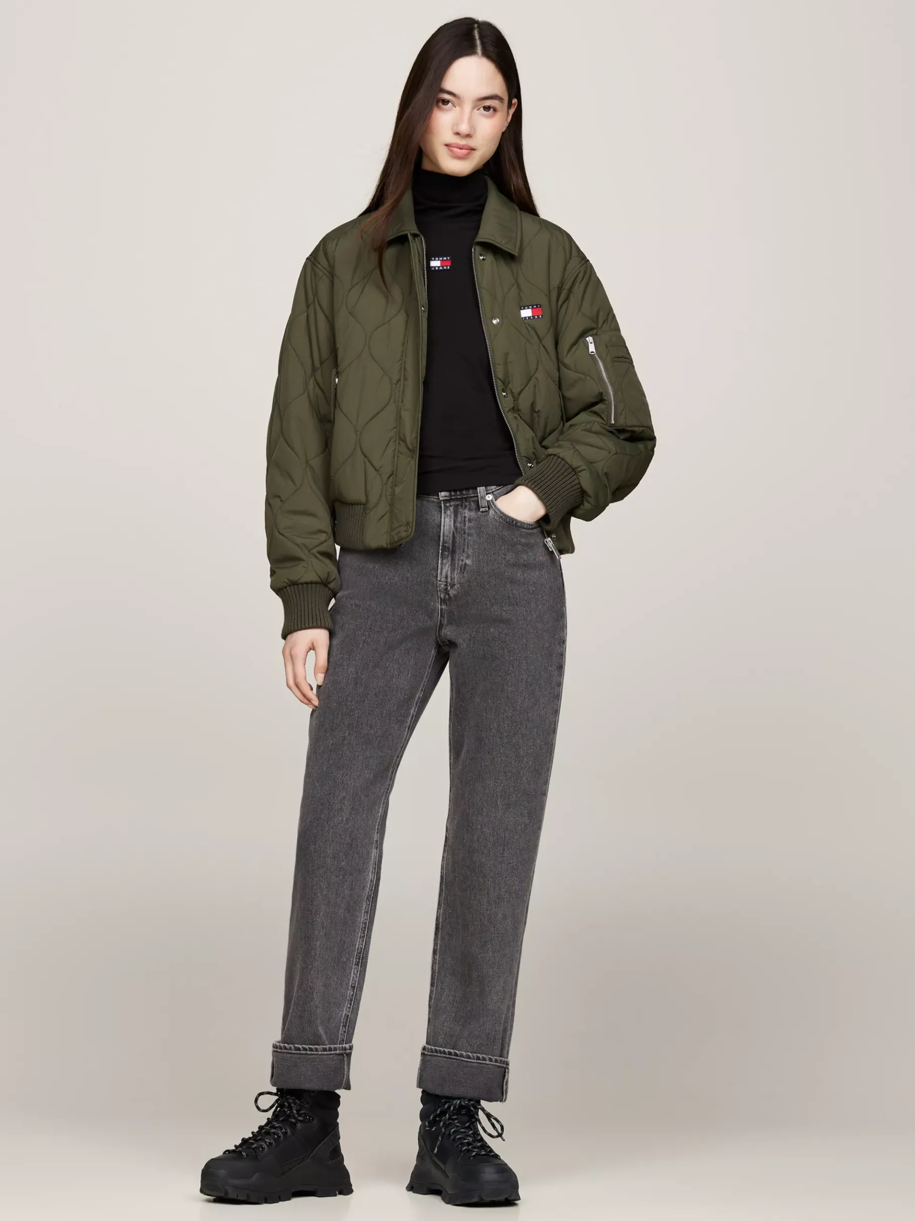 Tommy Hilfiger Klobige Hybrid-Stiefelette aus Leder BLACK Shop