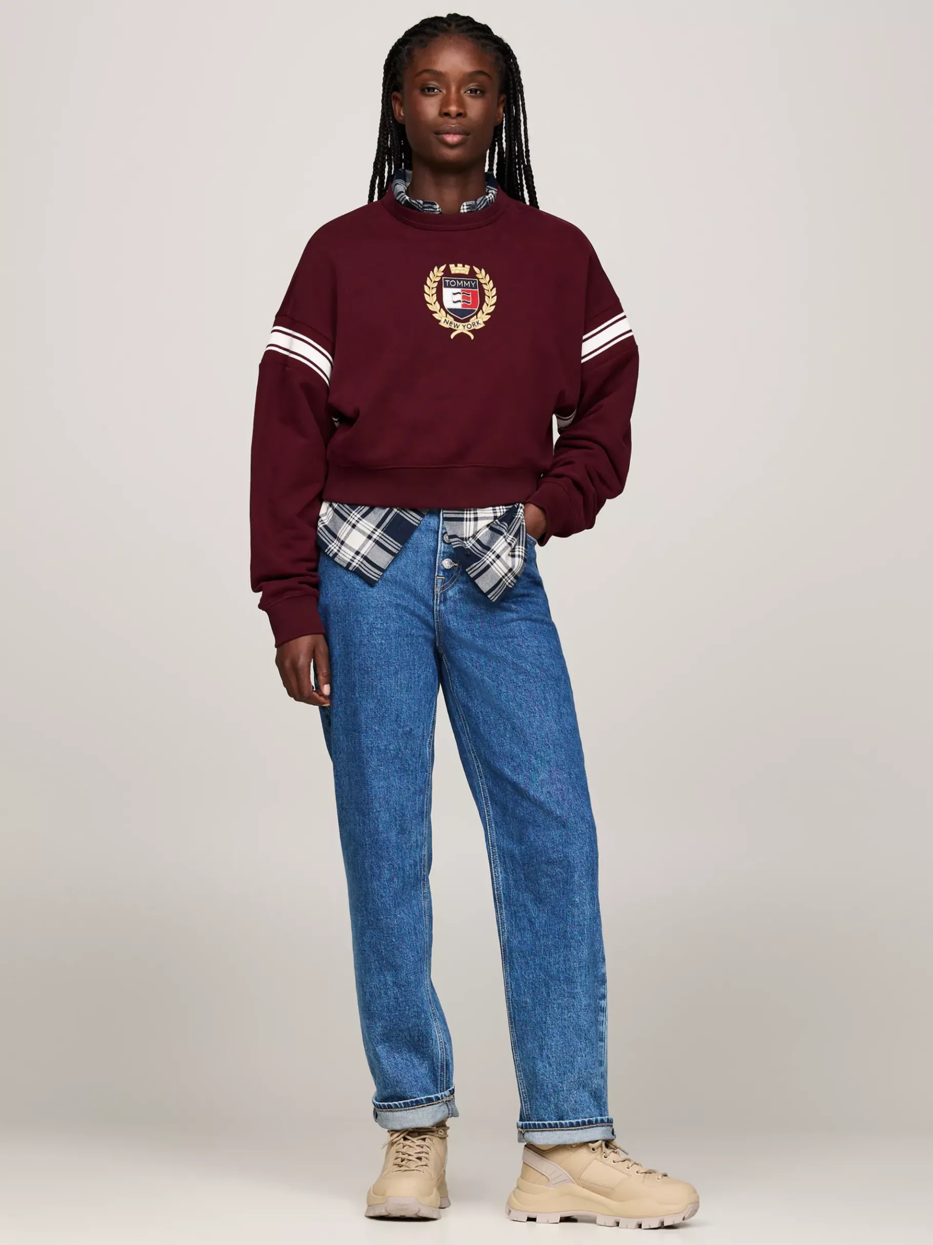 Tommy Hilfiger Klobige Hybrid-Stiefelette aus Leder GENTLE GOLD Flash Sale