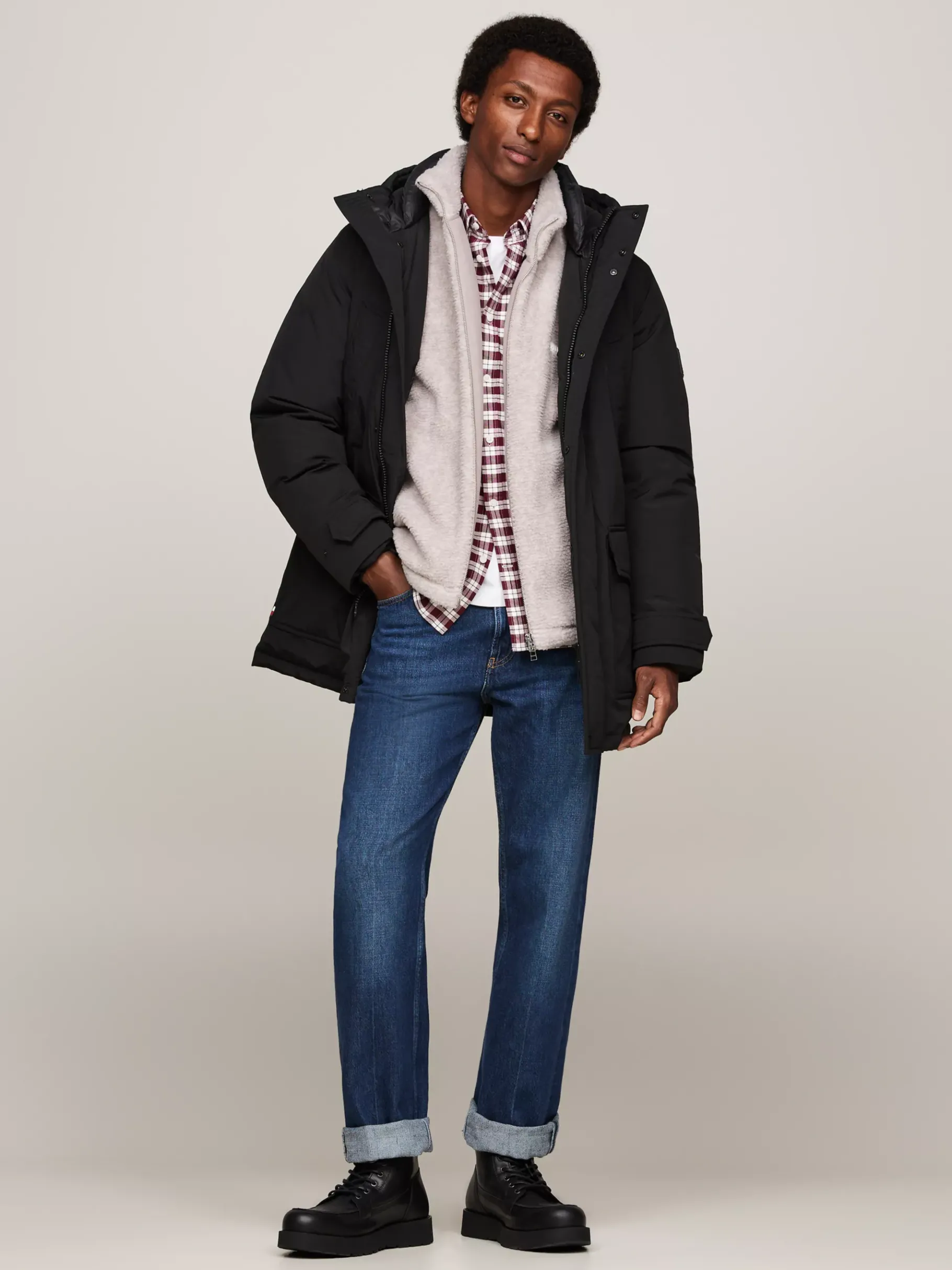 Tommy Hilfiger Klobiger Schnürstiefel aus Leder BLACK Flash Sale