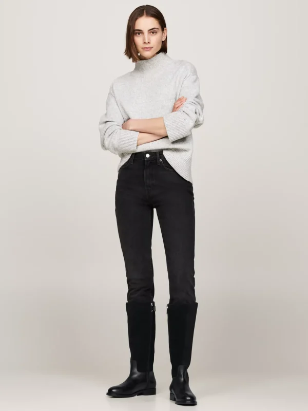 Tommy Hilfiger Kniehoher Lederstiefel mit Struktur BLACK Hot