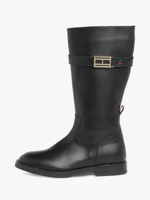 Tommy Hilfiger Kniehoher Lederstiefel mit Schnalle BLACK Fashion