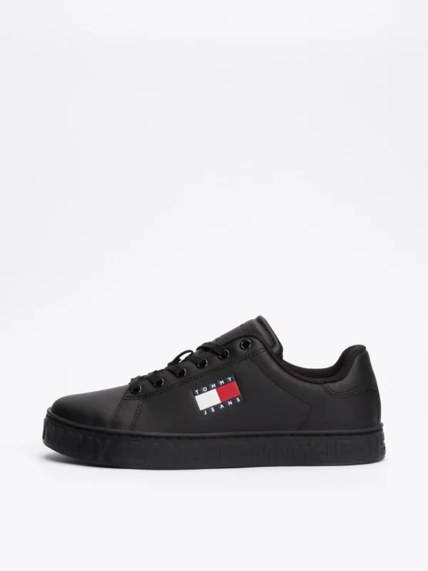 Tommy Hilfiger Kontrast-Sneaker mit geprägtem Logo BLACK Best Sale