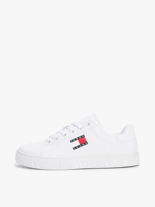 Tommy Hilfiger Kontrast-Sneaker mit geprägtem Logo WHITE Store