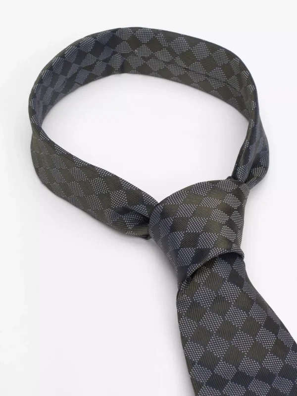 Tommy Hilfiger Krawatte aus reiner Seide mit Gitter-Karo ARMY GREEN Best Sale