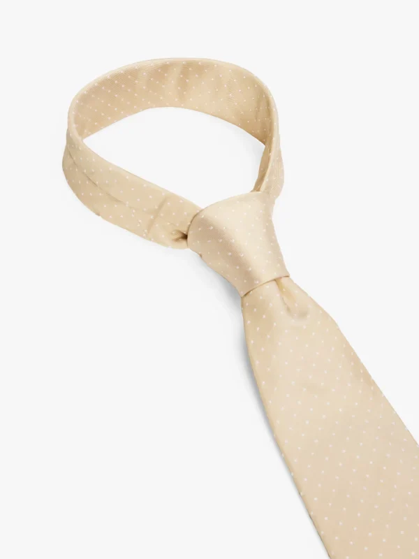 Tommy Hilfiger Krawatte aus reiner Seide mit Punktemuster SANDALWOOD/WHITE Store