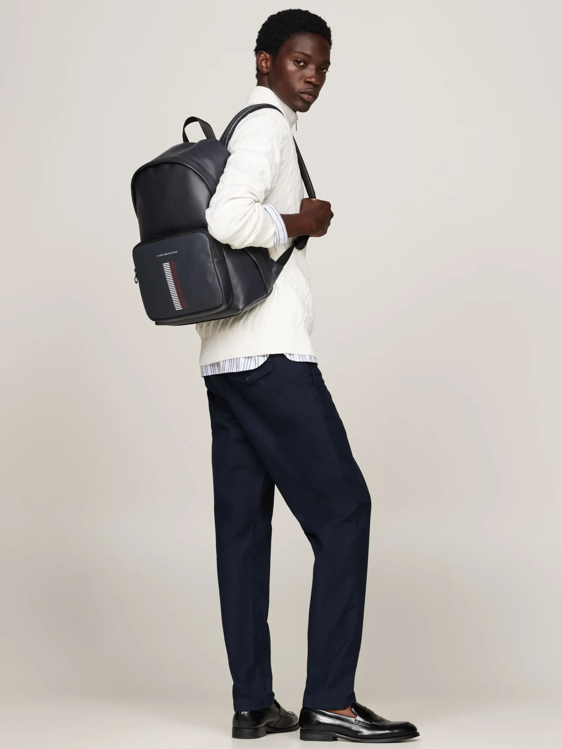 Tommy Hilfiger Kuppelförmiger Rucksack mit Piqué-Struktur SPACE BLUE Discount