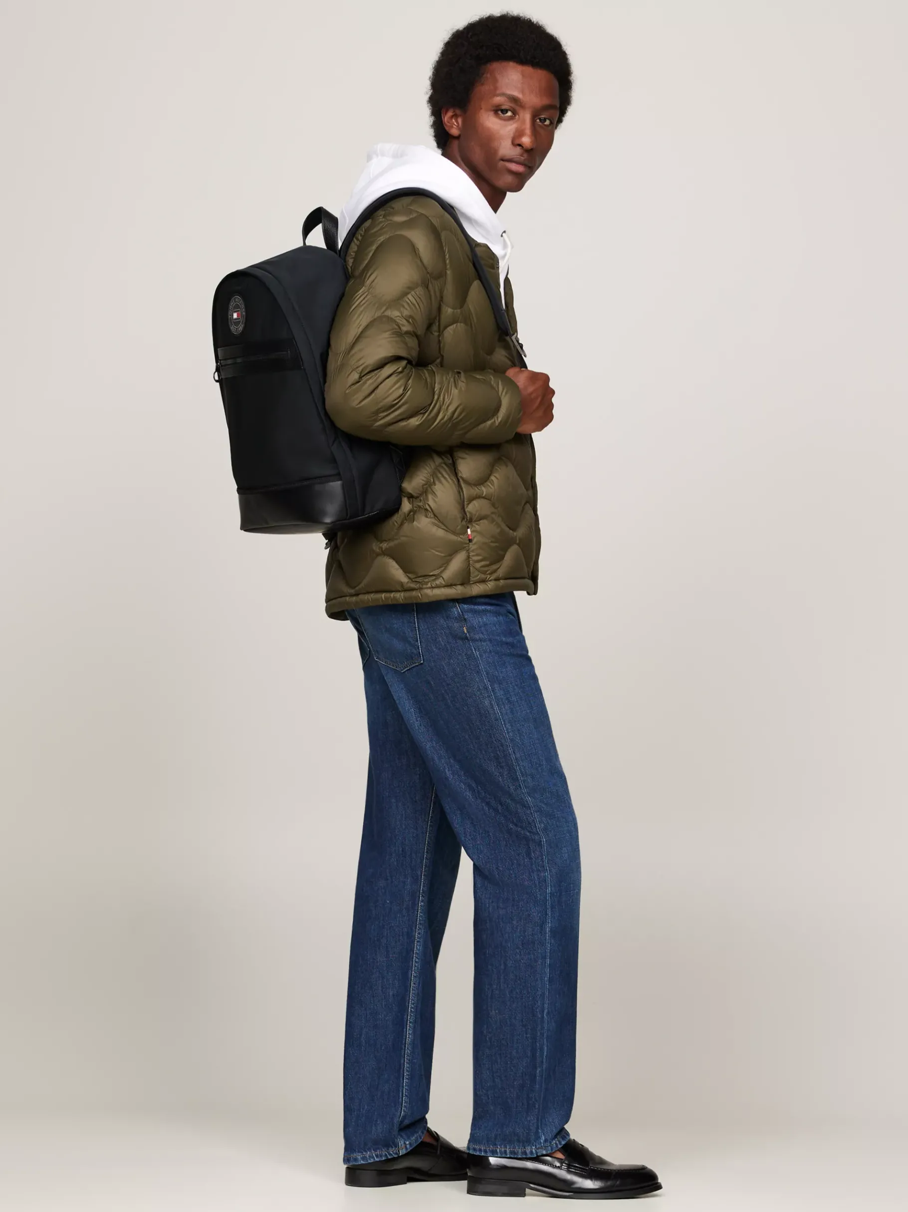 Tommy Hilfiger Kuppelförmiger Rucksack mit Struktur-Mix BLACK Sale