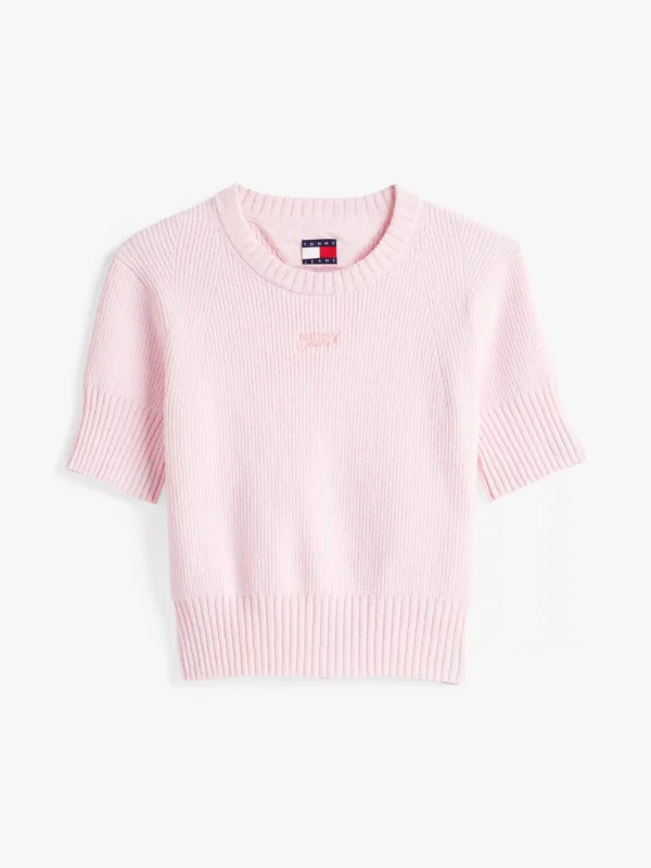 Tommy Hilfiger Kurzarm-Pullover aus Rippstrick PRECIOUS PINK Online
