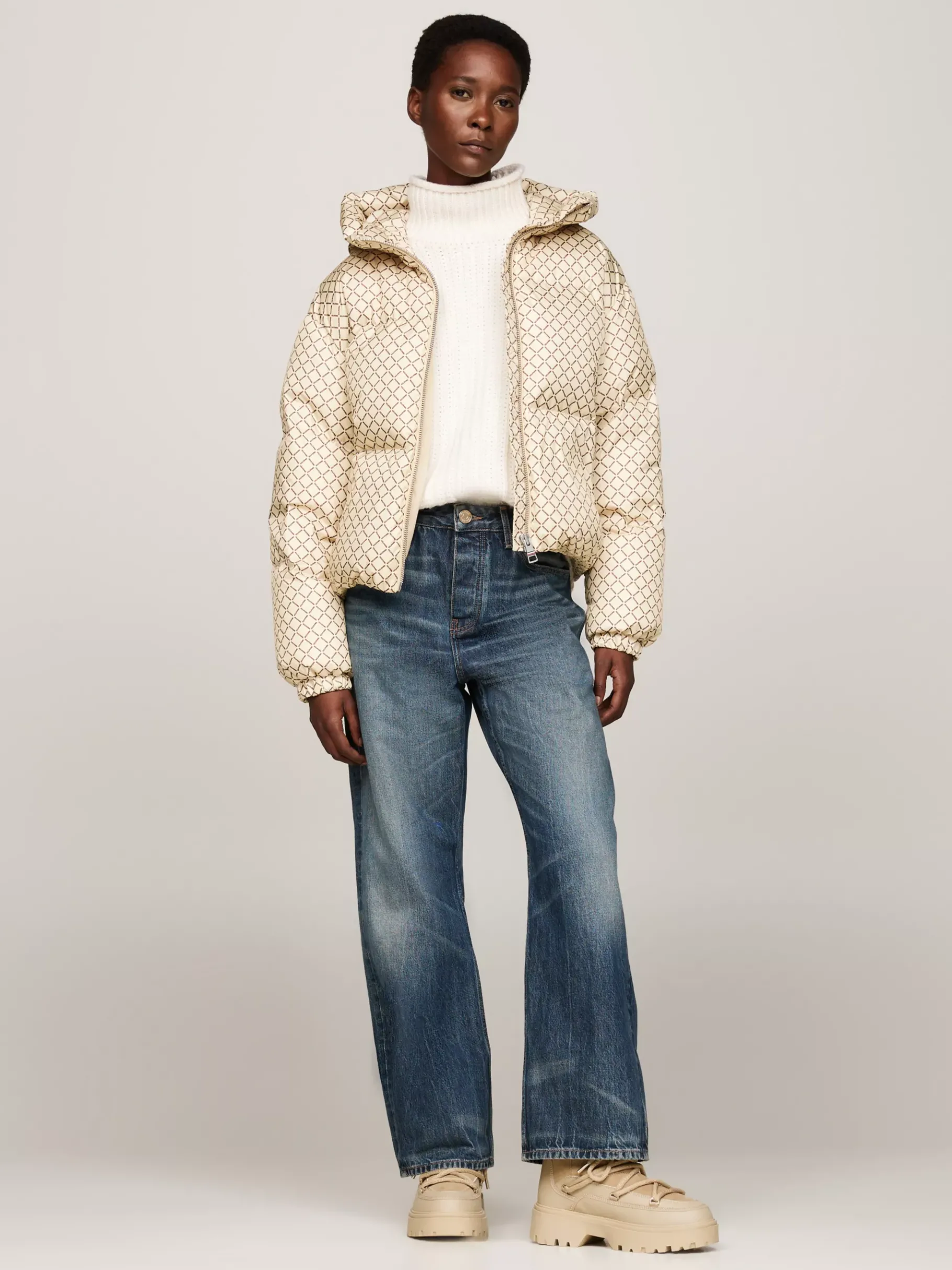 Tommy Hilfiger Lace-up Schneestiefel aus Leder mit Shearling BEIGE Cheap